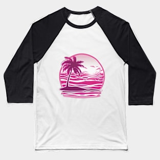 Tropical Sunset Snow Globe Design No. 833 Baseball T-Shirt